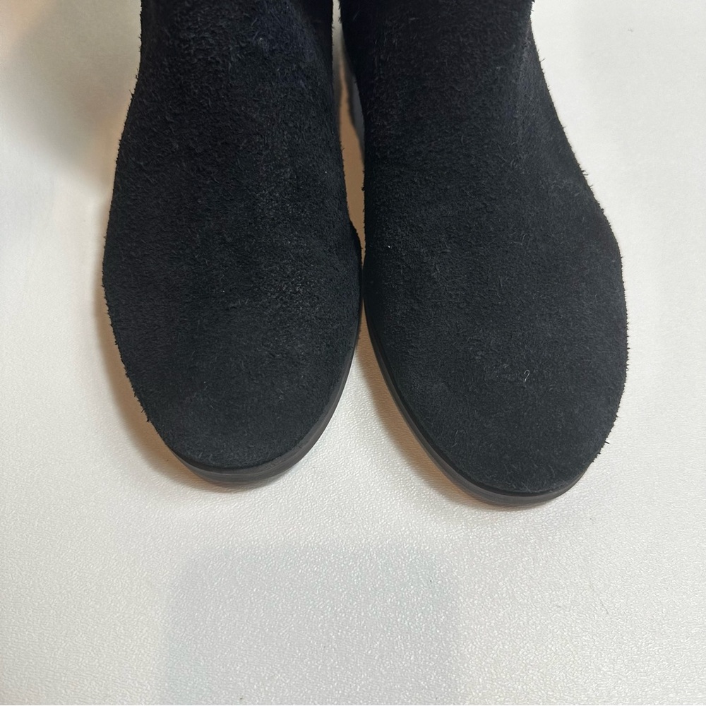 Lucky Brand Black Suede Knee High Heeled Autumn Tall Boots - Picture 3 of 13